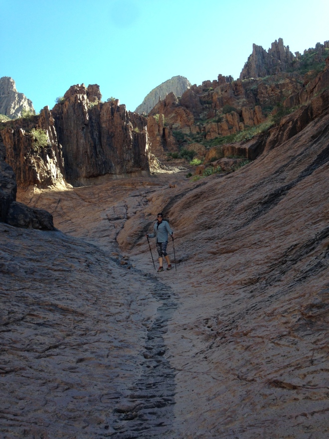 Beyond the basin of Siphon Draw Trail in the Superstition Mountains.